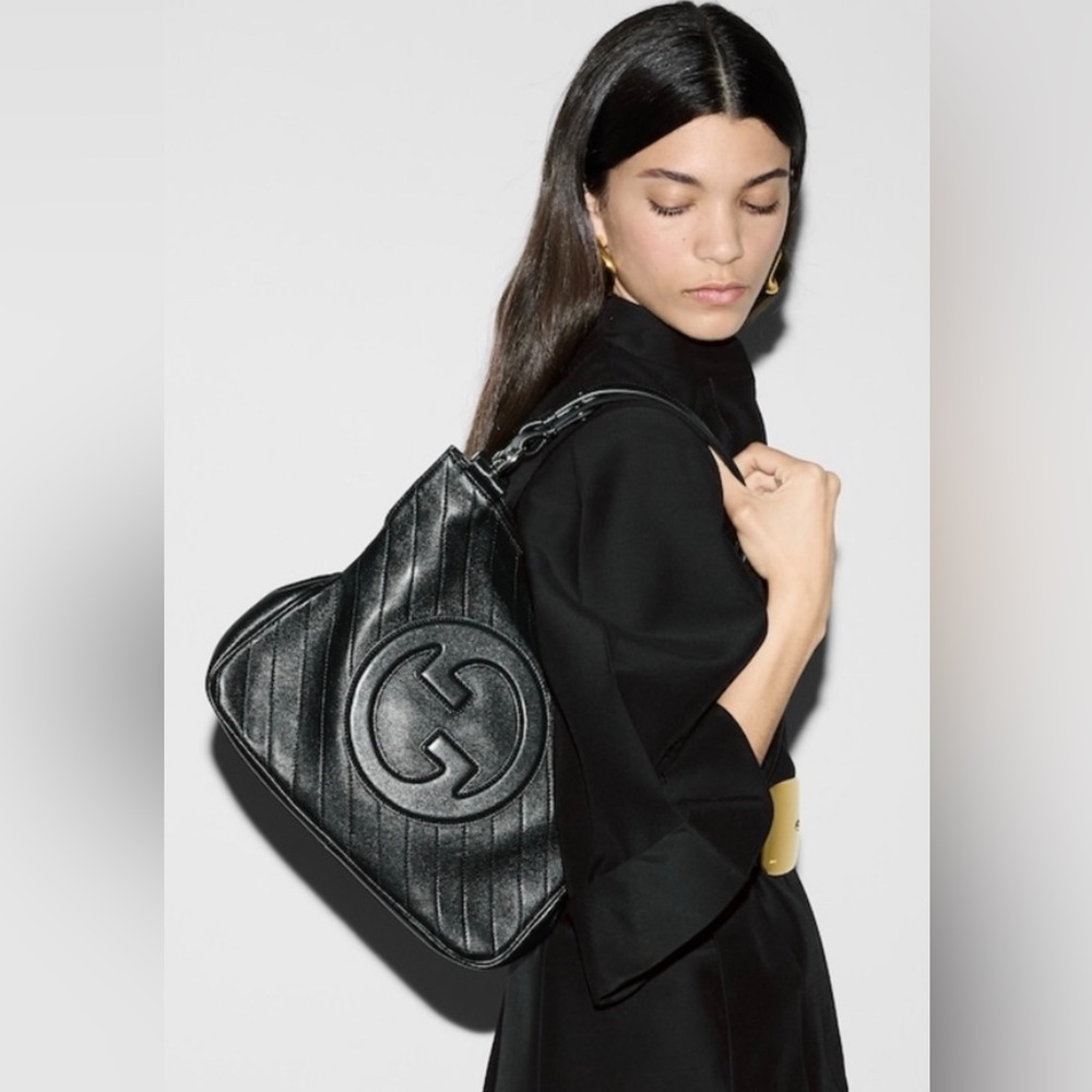 GUCCI Blondie Black Leather 2Way Chain Small  Tote Shoulder Bag BNIB ITALY